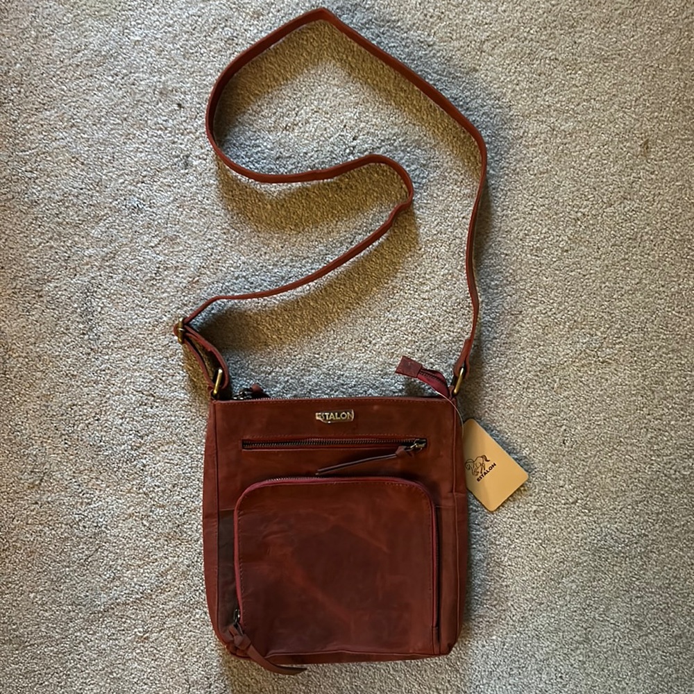 Red leather Estalon crossbody bag